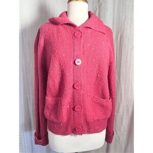 Vintage Oversized Cardigan Size M Women’s Raspberry Colorful Cardigan